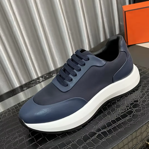 Zapatillas de Lujo con Cordones de Cuero Genuino de Alta Calidad, Zapatillas Deportivas de Diseño Moderno con Suela Gruesa Antideslizante - Product Image 2