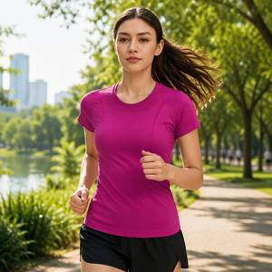 <span class=keywords><strong>T</strong></span>-<span class=keywords><strong>Shirt</strong></span> Sportiva Senza Cuciture per <span class=keywords><strong>Donna</strong></span> con Logo Personalizzato, 160GSM Ultra-Leggera e Traspirante, Abbigliamento da Corsa, <span class=keywords><strong>Palestra</strong></span>, Fitness e Yoga per Signore - Product Image 4