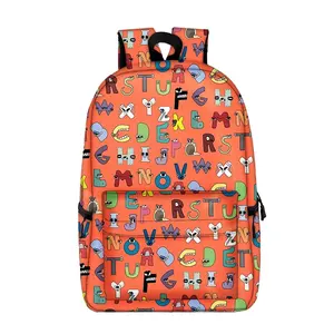 Letter Legend Cartoon Printed Middle School Student Backpack Polyester Large Capacity Load Reducing Backpack Computer Bag