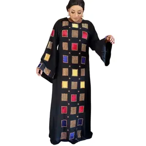 African new loose muslim dresses Lady fashion design Flared sleeve dress