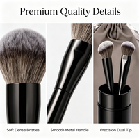 Veganes Kosmetikpinsel-Set mit weichen synthetischen Borsten und Metallgriff, OEM ODM, professionelles 9-teiliges doppelseitiges Make-up-Pinsel-Set mit Tasche