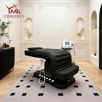 Table de massage électrique de luxe en similicuir noir pour salon de beauté et SPA, idéale pour les esthéticiennes professionnelles