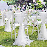 Voiles de plafond pour chaise de mariage style européen YHM, en tulle blanc, décoration style bambou, organza maillé, modèle Rss0001, succès commercial