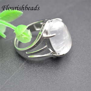 Bijoux mode femme homme pierre naturelle Lapis <span class=keywords><strong>cristal</strong></span> Onyx oeil de tigre améthyste 13x18mm <span class=keywords><strong>Cabochon</strong></span> ovale anneaux de pierres précieuses réglables - Product Image 5