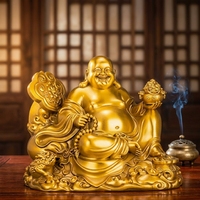 Statue de Bouddha Riant Maitreya en Résine Personnalisée, Peinte à la Main, Réaliste, pour la Décoration Intérieure, le Trésor et le Feng Shui de Prospérité (Vente en Gros)