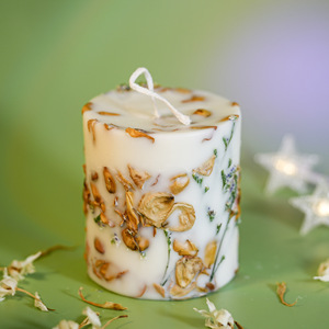 LANJO AROMA Bougie en cire de soja écologique Fleurs séchées biologiques Parfum frais Faite à la main Longue durée pour la décoration de la maison Méditation - Product Image 1