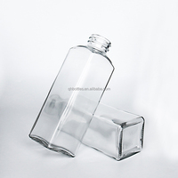 Offre Spéciale – Bouteilles en Verre Carrées Transparentes Personnalisées de 500 ml (16 oz) pour Boissons, Jus de Fruits Pressés à Froid, Thé et Lait, avec Bouchon à Vis