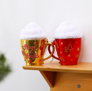Ornement de Noël en forme de tasse avec dessus en mousse LINGKAI, lettre en relief, pendentif suspendu pour arbre de Noël, décoration festive des fêtes - Product Image 6