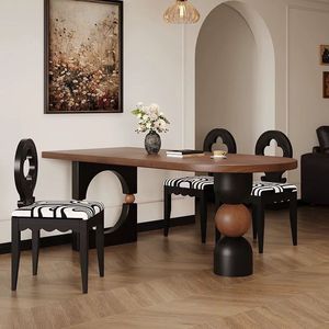 French Retro <b>Solid</b> <b>Wood</b> Oval Dining <b>Table</b> Black Antique Style Stable Dining Room Furniture - Product Image 3