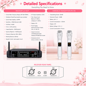 Micrófono Dinámico Inalámbrico de Mano JIN JUE JU-827 con Luces LCD, Cancelación de Ruido, Ligero y Portátil para Karaoke y Conferencias - Product Image 3