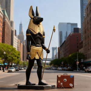 Gran estatua de bronce egipcio de Anubis con impresión de transferencia térmica diseño moderno para la decoración del hogar - Product Image 6