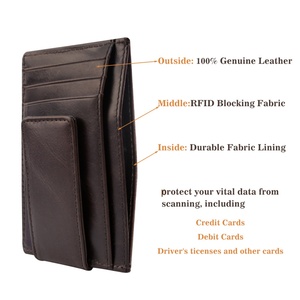 กระเป๋าสตางค์หนังแท้ผู้ชายแบบบางพร้อมคลิปหนีบเงินแม่เหล็กป้องกัน RFID ช่องใส่ของด้านหน้า - Product Image 4