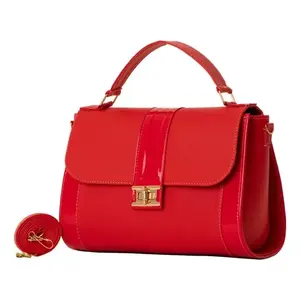 Bolso de Mano Fana Clara para Mujer, Rojo M3861, Patrón de Serpiente, Cuero PU, Solapa con Cadena, Gran Capacidad, Forma de Media Luna - Product Image 3