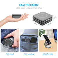 Chargeur sans fil magnétique 3-en-1 rapide 15W avec station d'accueil pliable, sortie 5V/3A, protection OVP pour téléphone