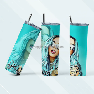 Venta <span class=keywords><strong>caliente</strong></span> precio de fabricación personalizado estilo mexicano 20oz <span class=keywords><strong>Karol</strong></span> <span class=keywords><strong>G</strong></span> Peso Pluma sublimación vaso flaco con pajita - Product Image 3