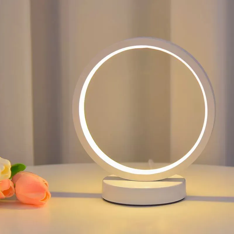 Simples moderno e elegante mesa circular lâmpada cabeceira estudo quarto dimmable noite luz decorativa