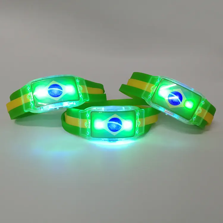Bracelet LED en Silicone avec drapeaux, différents pays, personnalisé, drapeau National, brésil/espagne/états-unis/allemagne