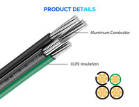 JZD Flaches 4-adriges USE-2 Aluminiumkabel 600V XLPE-isoliert Direktverlegung Solar-Eingangskabel Haus-Hauptversorgungskabel