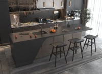 Meuble buffet moderne en contreplaqué, écoresponsable et personnalisable, avec éclairage LED, multiprise et rangement multifonctionnel
