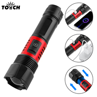 Lampe torche LED XHP50 en alliage d'aluminium, zoomable, double pression, USB C Type C, IP65, SOS clignotant, 5000K, camping, randonnée, urgence