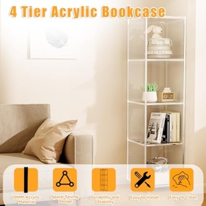 Manufacturer Direct Custom Clear Acrylic Modern <b>Floating</b> Shelf Corner Bookcase for Book Organizer for - Product Image 2
