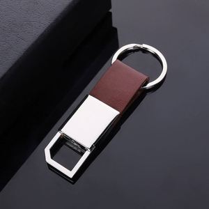 Wholesale PU Leather Keychain Promotion Keyring Metal Plain Metal Ring with LOGO - Product Image 4