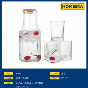 1350ml brocca e 200ml tazze 5 pezzi di vetro bottiglia per bere Set con brocca e tazze in scatola di colore per bevande - Product Image 1