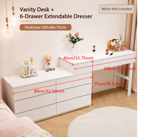 Coiffeuse en bois style crème, minimaliste et moderne, pour chambre à coucher, avec petite commode intégrée et comptoir
