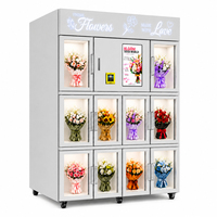 Distributeur automatique de fleurs sans argent liquide avec paiement par carte et code QR, casier réfrigéré pour bouquets frais, 10 compartiments