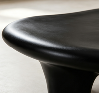 Table basse en verre trempé irrégulier, noir mat, monobloc moulé, entièrement assemblée, forme nuage, pour intérieur