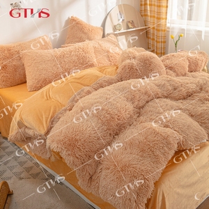 Set <span class=keywords><strong>di</strong></span> Biancheria da Letto 4 Pezzi in Peluche Lungo e Soffice, Copripiumino in Finta Pelliccia, Lenzuolo Piatto, Federa in Velluto <span class=keywords><strong>di</strong></span> <span class=keywords><strong>Flanella</strong></span> Peloso e Microfibra - Product Image 6