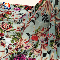 Tissu en velours imprimé, nylon, viscose, tissé, dévoré, semi-transparent, baroque, orné, floral, pour robe de soirée