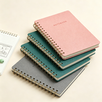 Carnet professionnel en cuir/PU perforé en spirale, personnalisé, avec impression à chaud dorée, papier 120 g/m², pour étudiants, vente en gros
