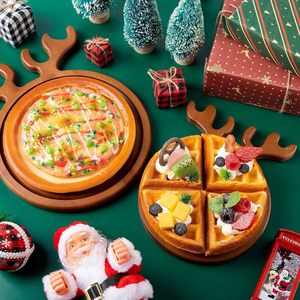 Customized fruit cutting board, creative Christmas reindeer <b>tray</b>, wooden dessert plate, dried fruit plate, afternoon tea plate - Product Image 1