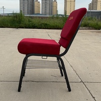 Chaise d'église empilable et emboîtable bordeaux avec logo pour réunions, événements et mobilier de théâtre – Vente en gros
