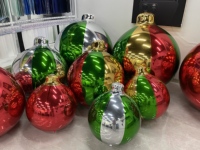 Boules miroir de Noël, cloches miroir gonflables réfléchissantes vertes, rouges, argentées, dorées, décorations de Noël, gonflables publicitaires