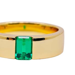 UM Jewelry Modern 925 <b>Silver</b> <b>Emerald</b> Cut Zircon <b>Ring</b> 18K Gold Plated Unisex Daily Wear Wedding Anniversary Gift Party - Product Image 2