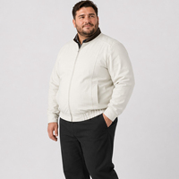 Chaqueta Bomber para Hombre, Cuello Alto, Cierre Completo, Puños Acanalados, Estilo Sólido, Simple, Vintage, Casual, Tallas Grandes y Extra Grandes, 6XL 7XL
