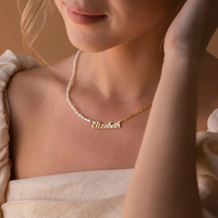 Collier tendance pour femmes EManco en acier inoxydable avec chaîne trombone, personnalisable avec perles d'eau douce et diamants, bijoux de mode en gros