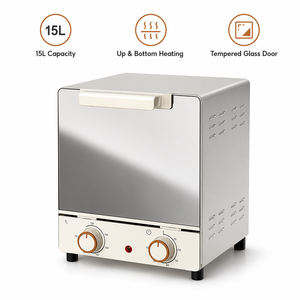 <span class=keywords><strong>Four</strong></span> électrique multifonction 15L, <span class=keywords><strong>mini</strong></span>-<span class=keywords><strong>four</strong></span> de cuisson 750W avec chauffage supérieur et inférieur, porte en verre trempé pour gâteaux, pizzas, toasts - Product Image 1