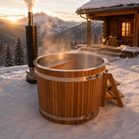 Sauna et bain à remous extérieur combinés Warmfire pour 2 personnes, 60 gallons+, idéal appartement, parc, salle de sport, avec chauffage au bois 6KW en acier inoxydable