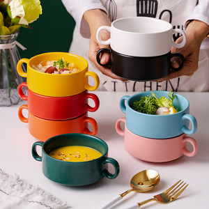Pháp nhà bếp gốm hành tây súp phục vụ Bowls với xử lý sứ ramekins SOUFFLE món nướng - Product Image 1