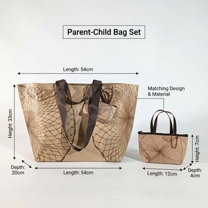 Juego de 2 Bolsas para Padres e Hijos, Impermeables, de PP Tejido, Bolsa de Playa Grande con Mini Bolsa con Cierre, Juego de Bolsas de Compras Laminadas - Product Image 2