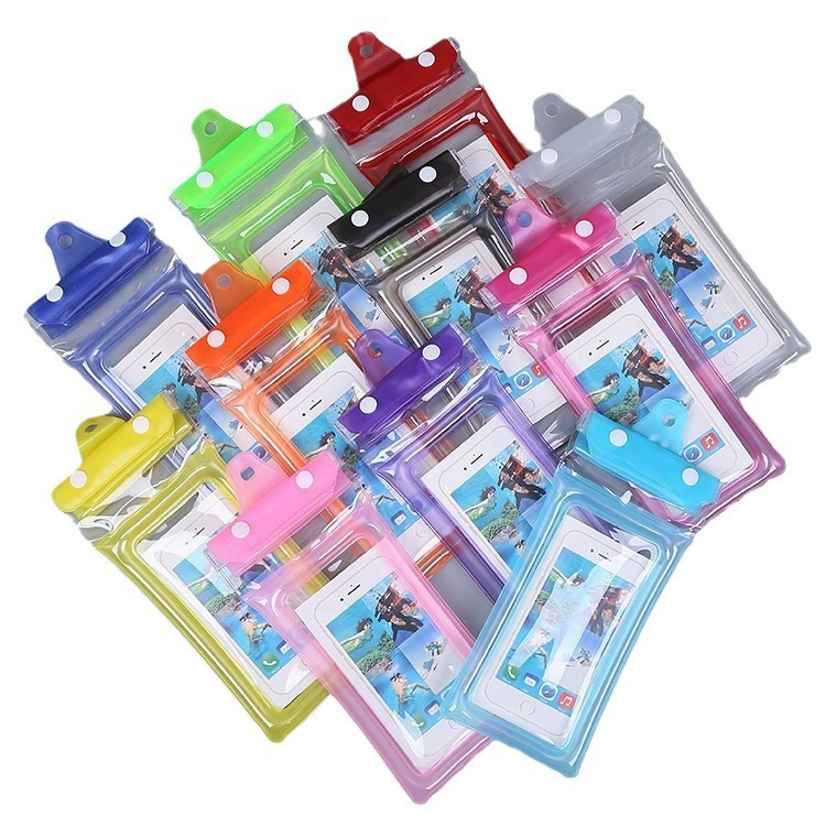 Clear Waterproof Universal Phone Pouch for Outdoor Sports Swimming Waterproof Tri-Fold Air-Cushion Underwater Mobile Phone Bag