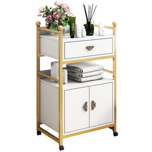 Plateau de meubles de luxe en or blanc, Machine de coiffure, beauté des ongles, Spa, Salon, chariot avec serrure - Product Image 1