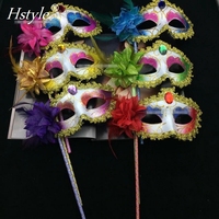 Masques de mascarade pour hommes Masque vénitien vintage pour Halloween et Noël sur bâton MJA218