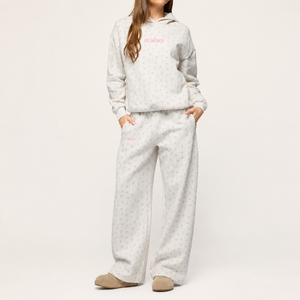 Ensemble de survêtement décontracté 2 pièces pour femme, imprimé, avec <span class=keywords><strong>sweat</strong></span> à <span class=keywords><strong>capuche</strong></span> <span class=keywords><strong>oversize</strong></span> et pantalon de jogging large en coton brodé, style streetwear - Product Image 1