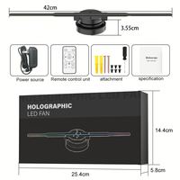Projecteur d'hologramme 3D de 42cm, ventilateur LED rotatif, affichage publicitaire animé, carte SD pour décorations de mariage, équipement publicitaire