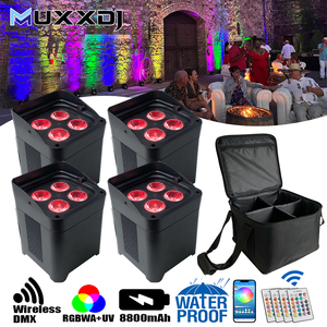 Waterproof 4Pcs Bags 4*18W RGBWA+UV Wireless DMX Battery LED Uplights WIFI Remote <strong>Control</strong> Stage Lights for Wedding Outdoor Event - Product Image 1