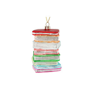 Avrupa tarzı el sanatları noel süslemeleri cam kitap renkli asılı noel ağacı kolye süsler - Product Image 5